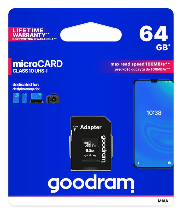 GOODRAM MicroSD+Ad 64GB Class10 UHS1