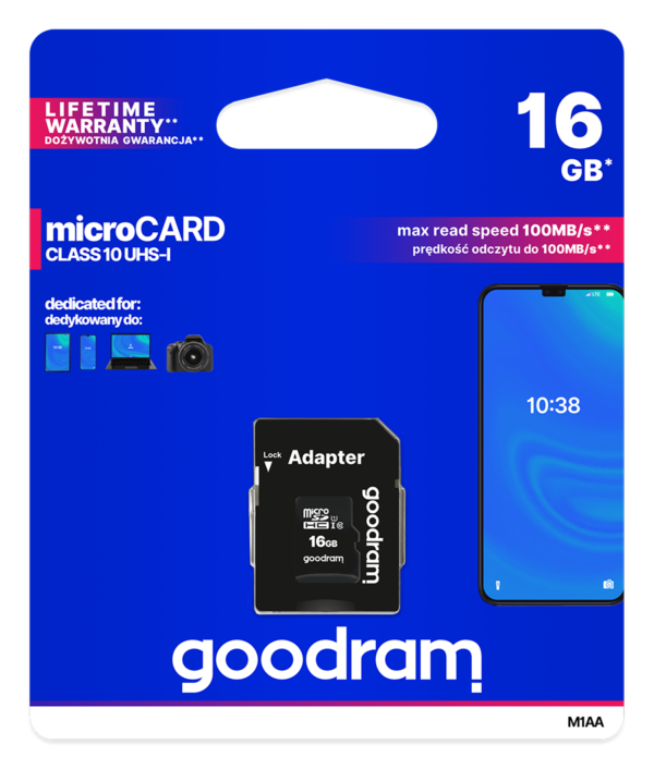 GOODRAM MicroSD+Ad 16GB Class10 UHS1