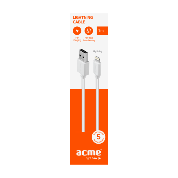 ACME CB1031W LIGHTNING USBCABLE 1mWHITE - Image 2