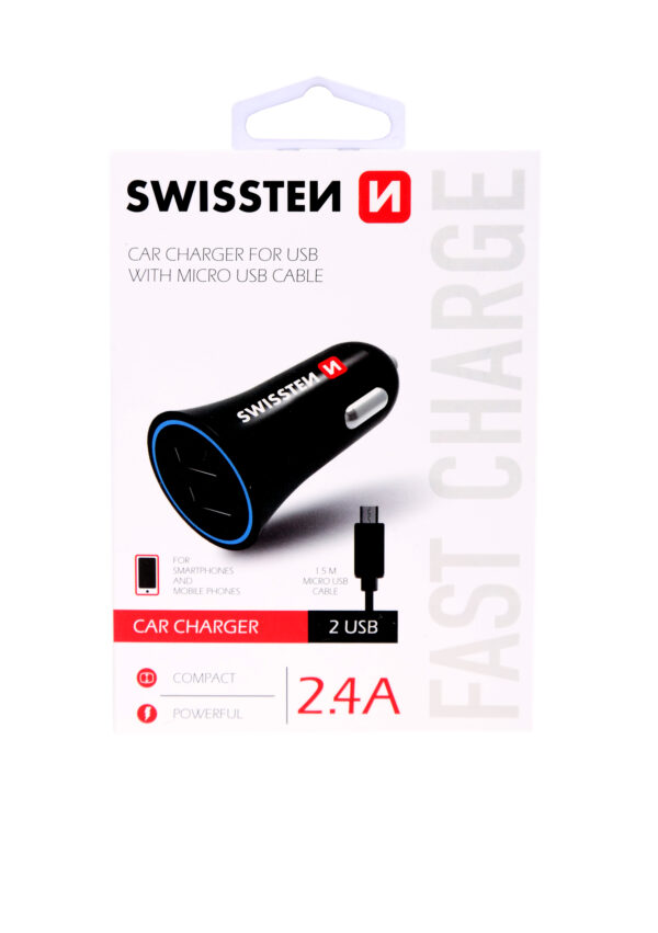 SWISSTEN ΦΟΡΤ.ΑΥΤ/ΟΥ 2,4Α 2xUSB+MicroUS - Image 2
