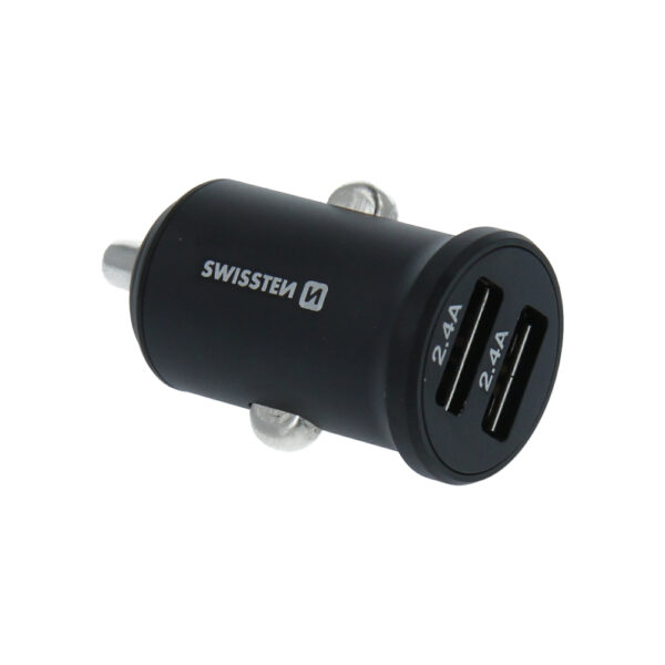 SWISSTEN ΦΟΡ.ΑΥΤ 2xUSB 4,8Α METAL BLACK - Image 3