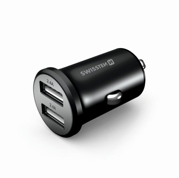 SWISSTEN ΦΟΡ.ΑΥΤ 2xUSB 4,8Α METAL BLACK