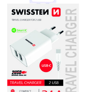 SWISSTEN ΦΟΡ ΤΑΞ/ΟΥ 2xUSB 2,1Α +ΤΥΡΕ-C