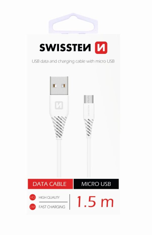SWISSTEN MICRO USB CABLE 1,5 Μ WHITE - Image 2