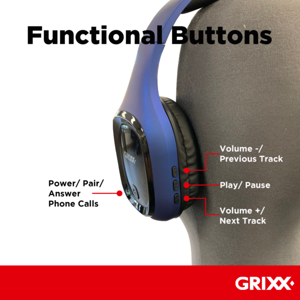 Grixx ΑΚΟΥΣΤΙΚΑ ΚΕΦΑΛΗΣ BLUETOOTH ΜΠΛΕ - Image 5