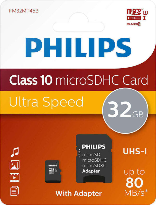 PHILIPS  MICROSD+AD CLASS 10 U1 32GB