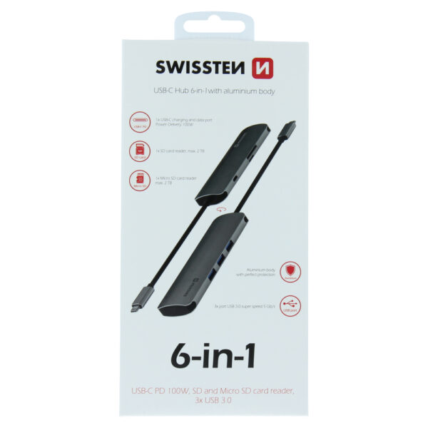 SWISSTEN USB-C HUB 6ΙΝ1 METAL