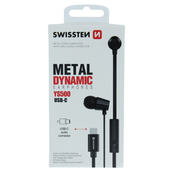 SWISSTEN EARBUDS  USB-C YS500 ΜΑΥΡΟ