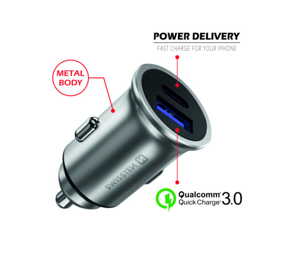 SWISSTEN ΦΟΡ ΑΥΤ USBC+QUICK 3.0 36W ΜΕΤ - Image 4