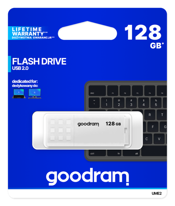 GOODRAM UME2 128GB USB 2.0 ΛΕΥΚΟ