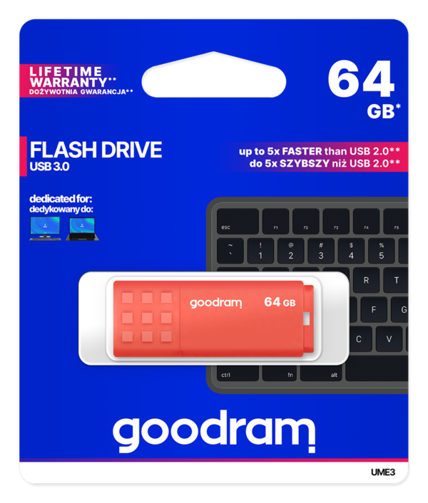GOODRAM UME3 64GB USB 3.0 ΠΟΡΤΟΚΑΛΙ