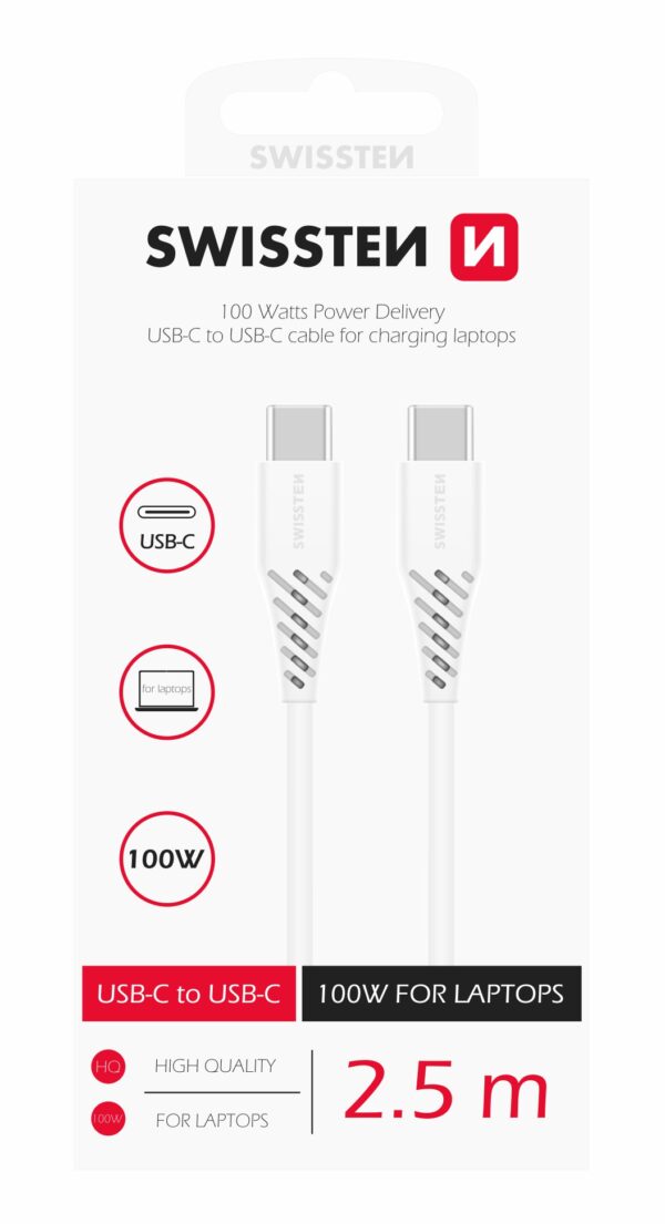 SWISSTEN ΤΥΡΕ-C/TYPE-C 5Α 100W 2,5 WHIT