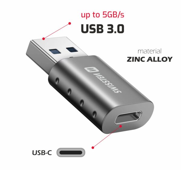 SWISSTEN ADAPTER USB-A(M)/USB-C(F) - Image 2
