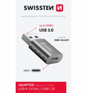 SWISSTEN ADAPTER USB-A(M)/USB-C(F)