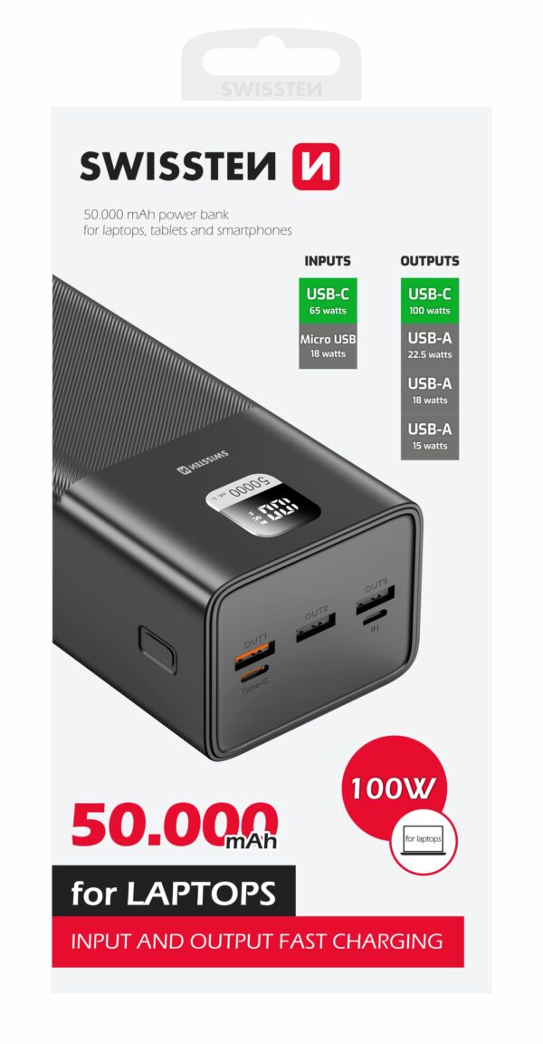 SWISSTEN  POWER ΒΑΝΚ 50000 mAh 100W