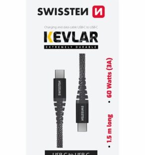 SWISSTEN KEVLAR USB C- USB C 1,5 60W