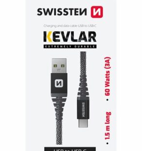 SWISSTEN KEVLAR USBA- USB C 1,5 60W