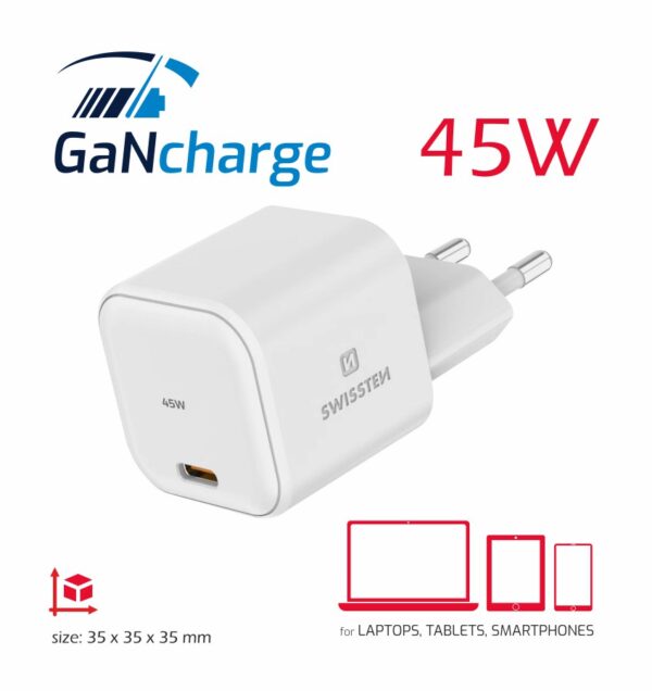 SWISSTEN ΦΟΡΤΙΣΤΗΣ GAN1x USB-C 45wΛEYKO - Image 3